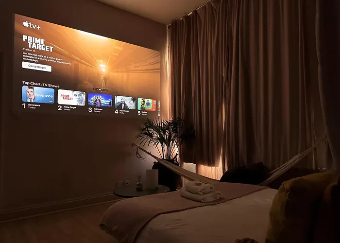 Shoreditch Loft W 100Inch Cinema, Premium Mattress & Hammock, By The Design Traveller